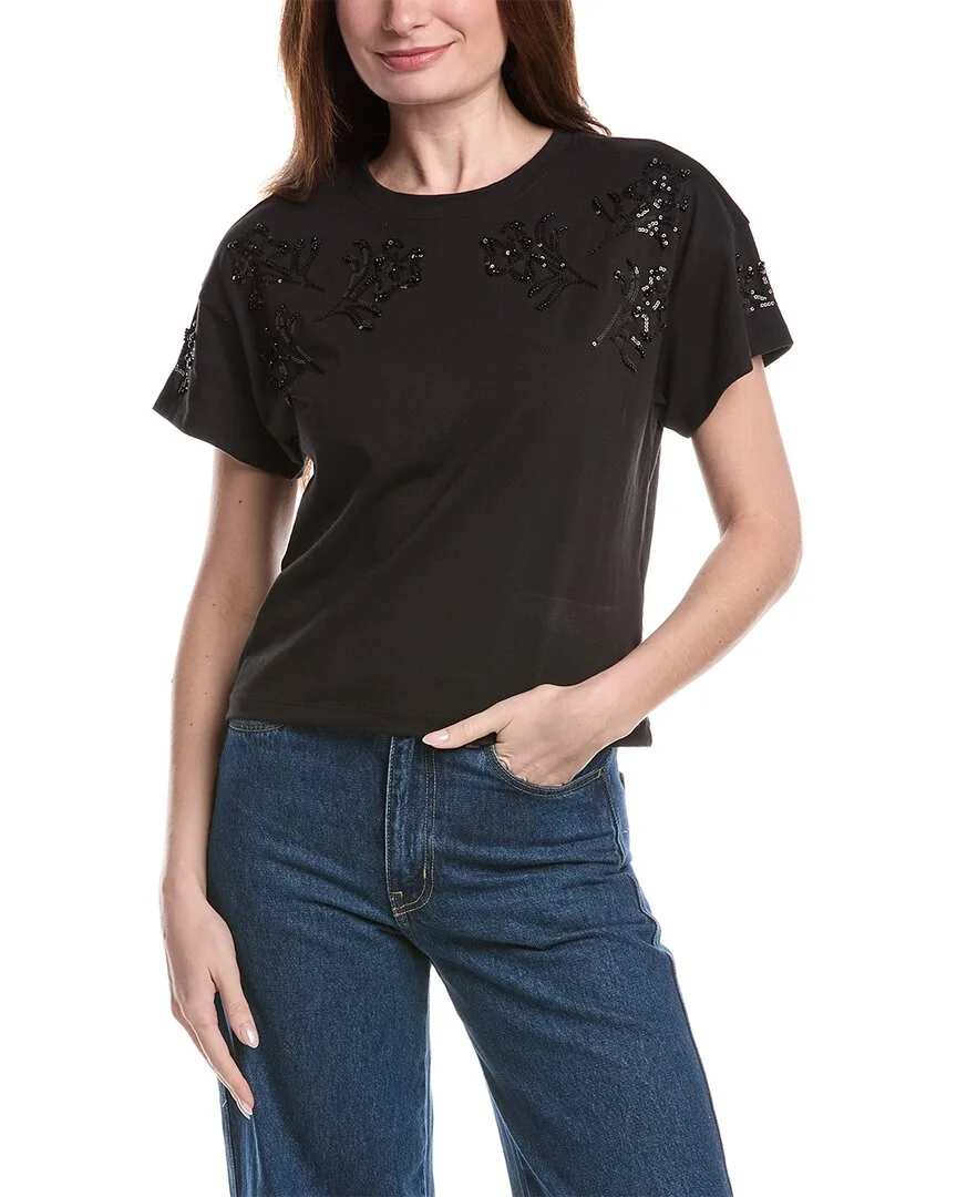Beaded Floral Kelly Boxy T-Shirt by rag & bone