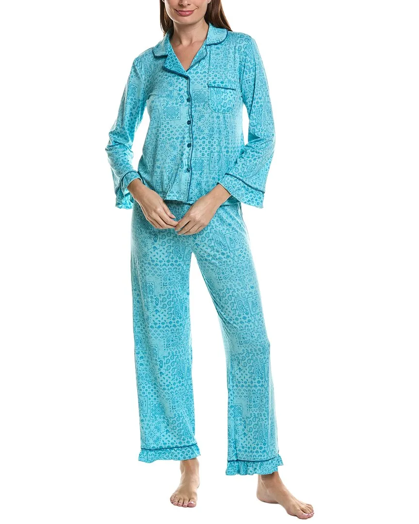 2Pc Ruffle Sleeve Notch Collar & Ruffle Pant Pj Set by Sugar