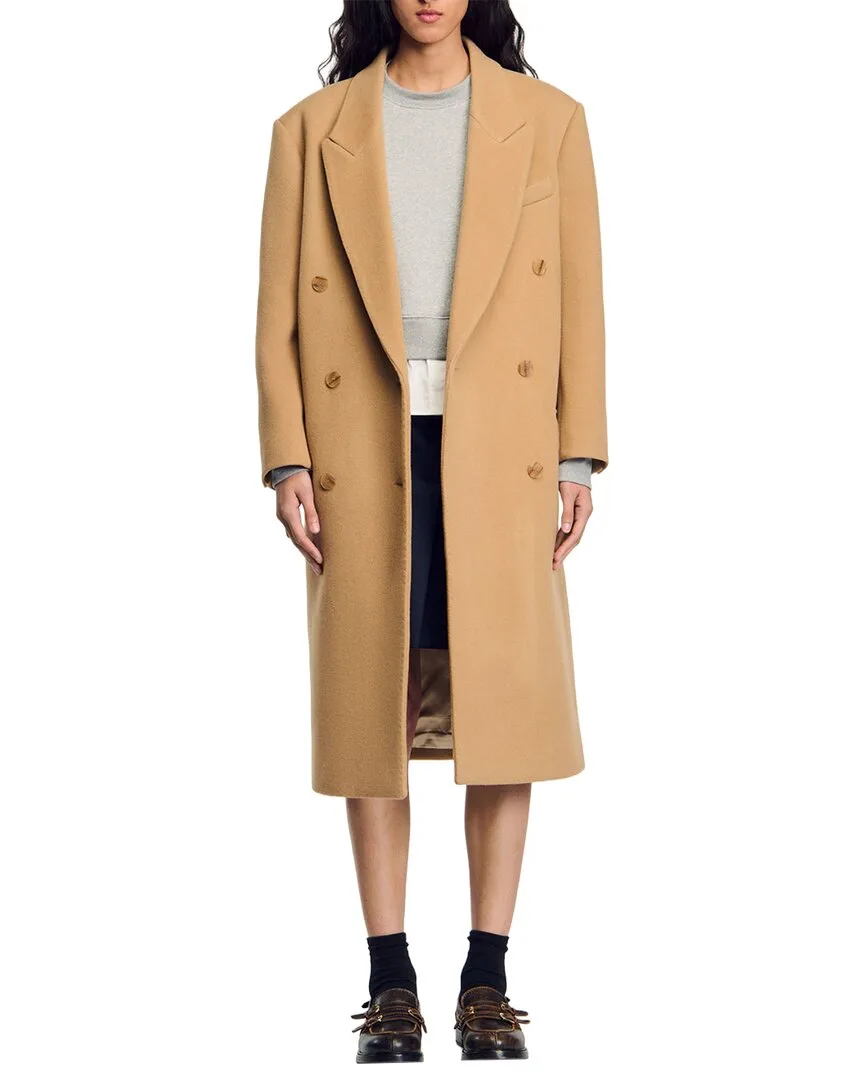 Oversize Long Wool Blend Coat by Sandro