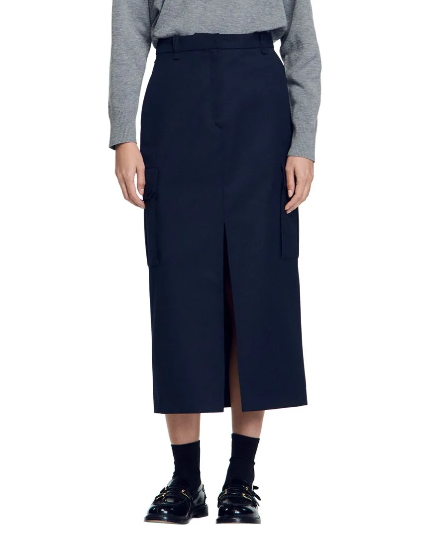 Basic Mid Length Slit Woven Dress by Sandro