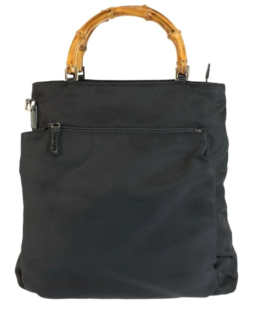 Black Nylon Bamboo Handbag (authentic Pre-Loved) by Gucci
