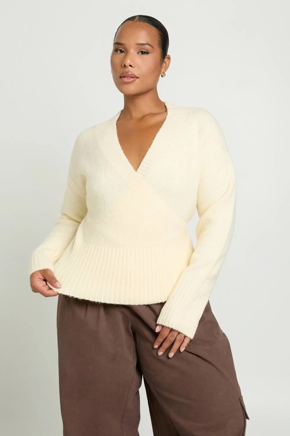 Wrap Detail Cinched Waist Jumper by boohoo