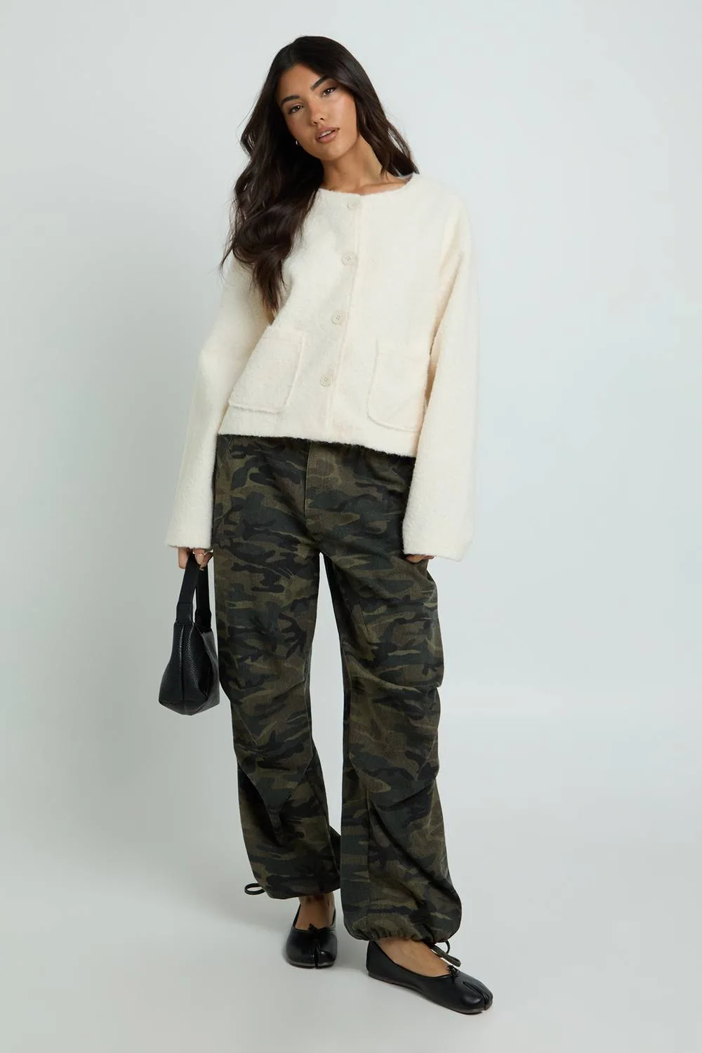 Scarf Detail Wool Look Jacket by boohoo