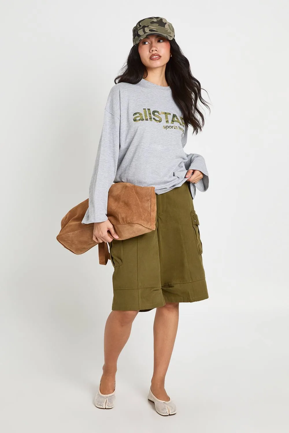 Camo Print Oversized T-Shirt by boohoo