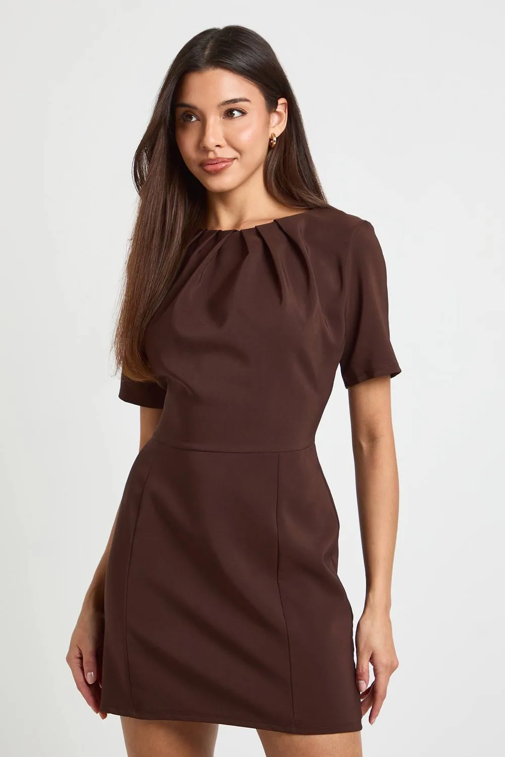 Pleat Detail Fitted Mini Dress by boohoo