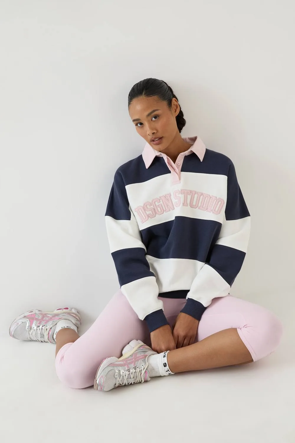 DSGN Studio Contrast Stripe Rugby Sweatshirt by Dsgn Studio
