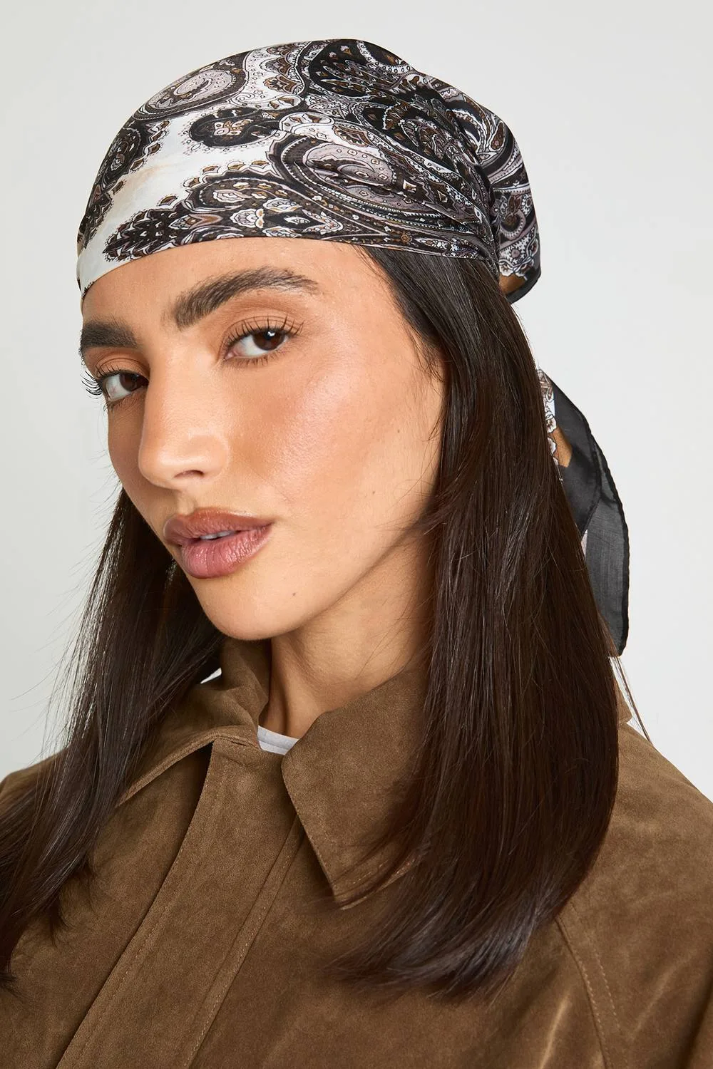 Paisley Print Satin Headscarf by boohoo