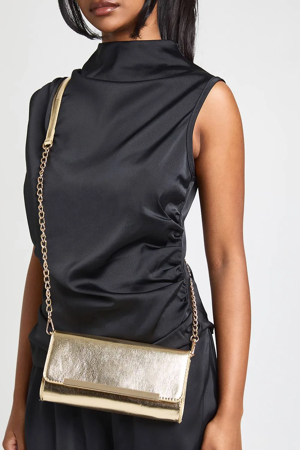 Metallic Hardware Detail Basic Cross Body Bag by boohoo