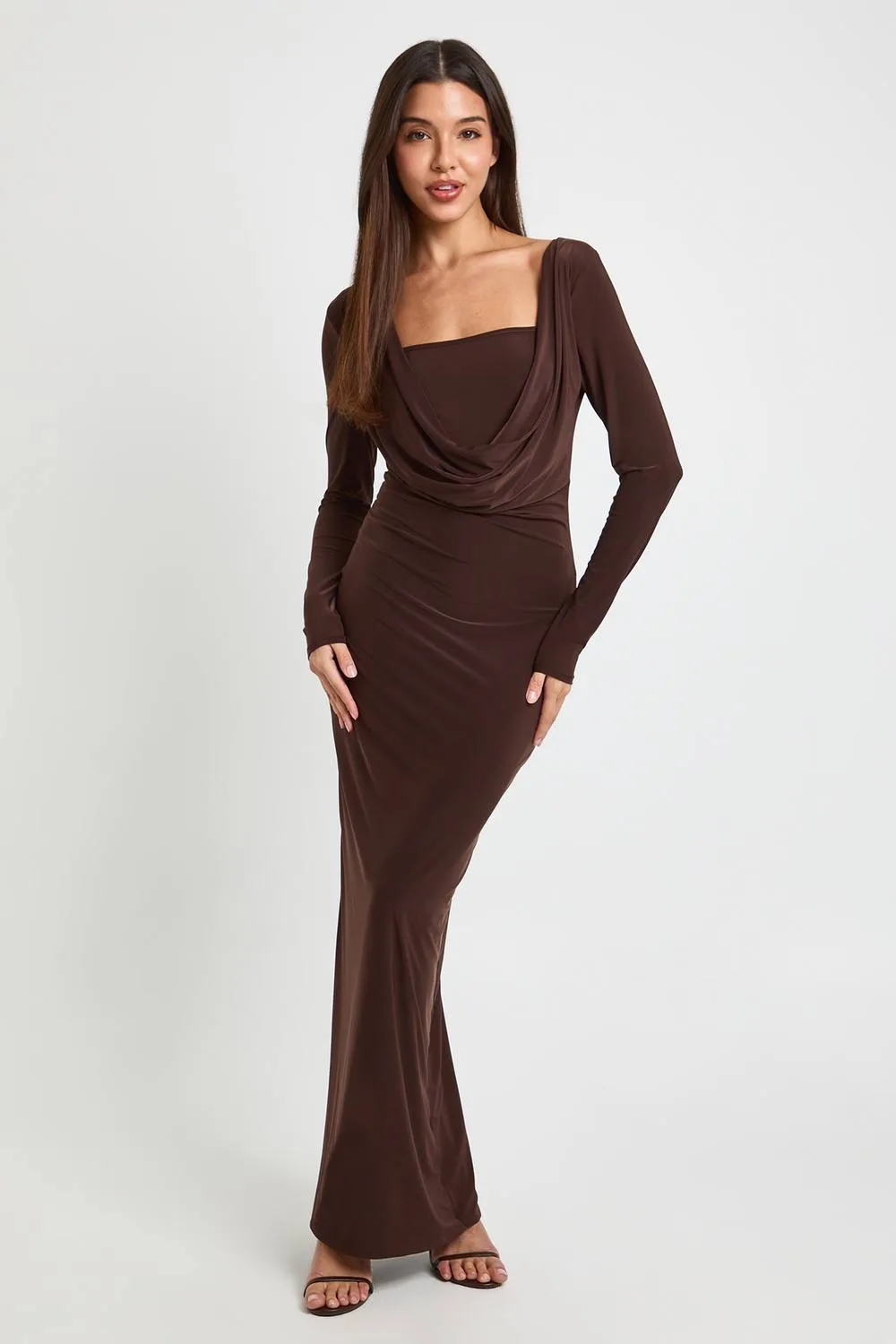 Cowl Insert Long Sleeve Maxi Dress by boohoo