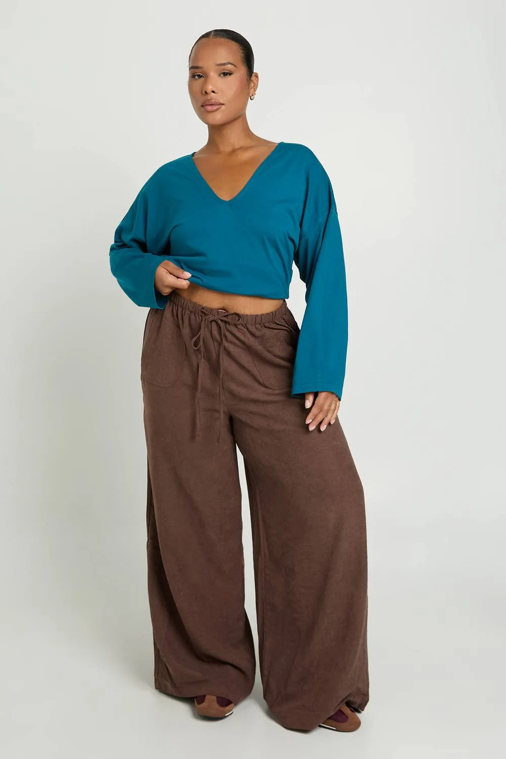 Plus Peached Wide Leg Trouser by boohoo