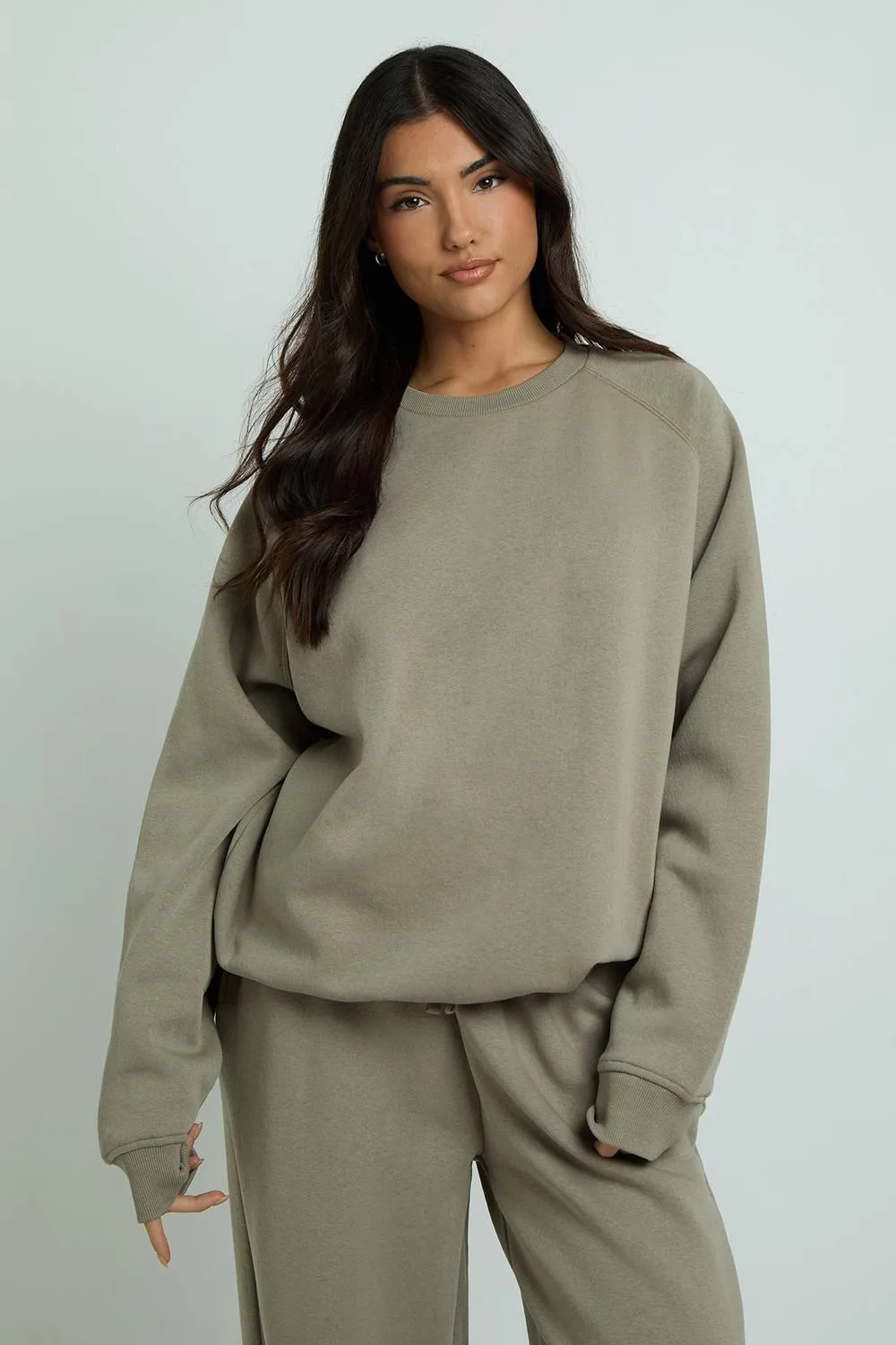 Raglan Seam Sweatshirt & Straight Leg Jogger Tracksuit by boohoo