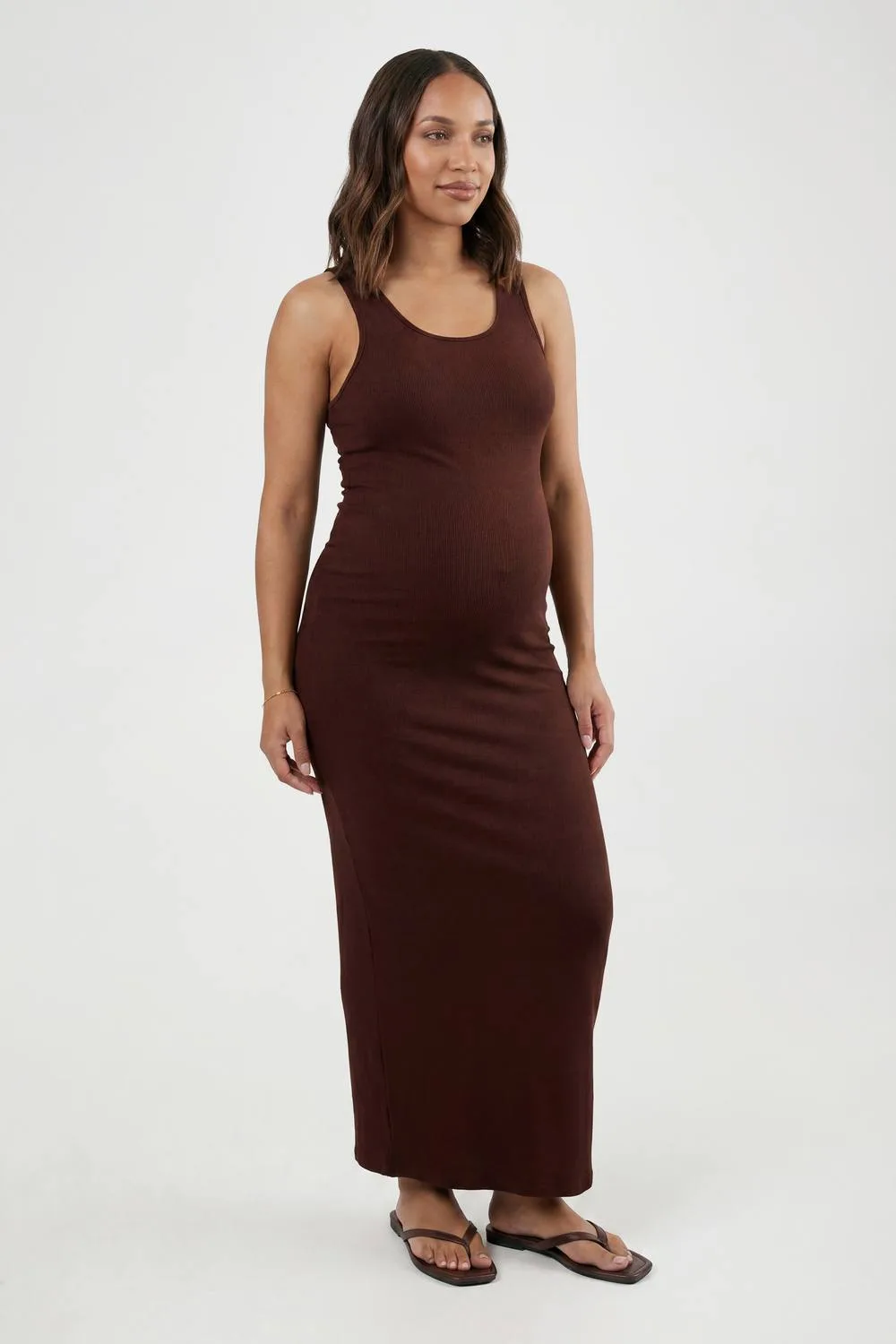 Maternity Rib Scoop Neck Maxi Dress by boohoo
