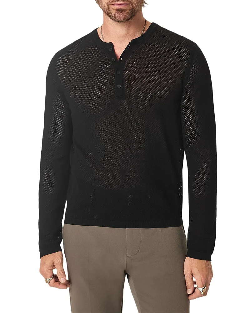 Quinn Cotton Mesh Stitch Henley Shirt by John Varvatos