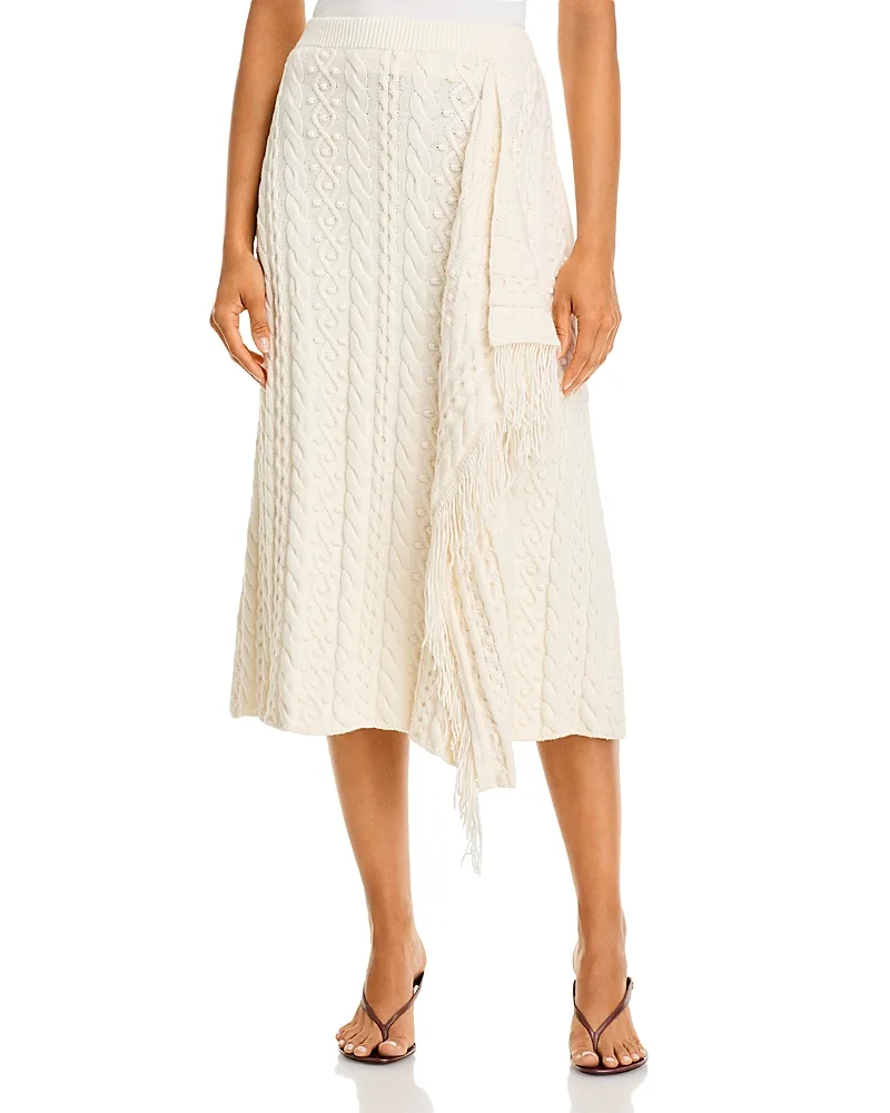 Mireille Cotton & Wool Fringe Midi Skirt by Simkhai