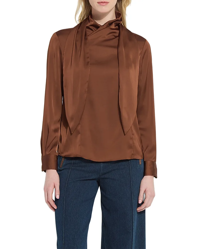 Johanna Satin Scarf Neck Blouse