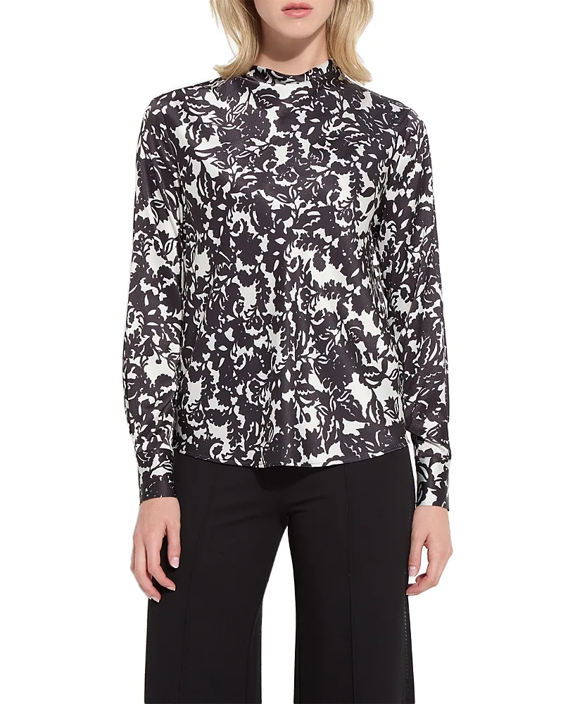 Evan Crystal Rhinestone Embellished Satin Blouse