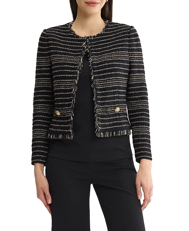 Striped Lurex Tweed Knit Jacket by Ming Wang