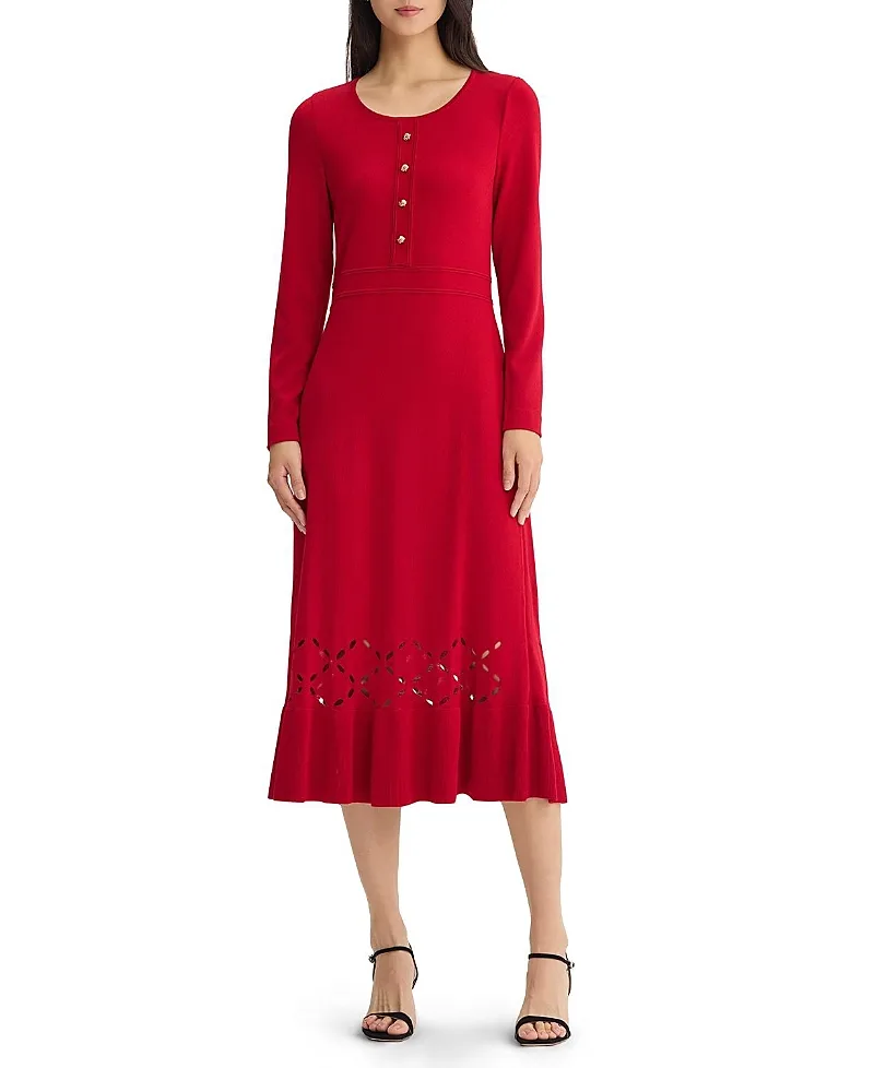 A-Line Flounce Hem Soft Knit Maxi Dress by Ming Wang