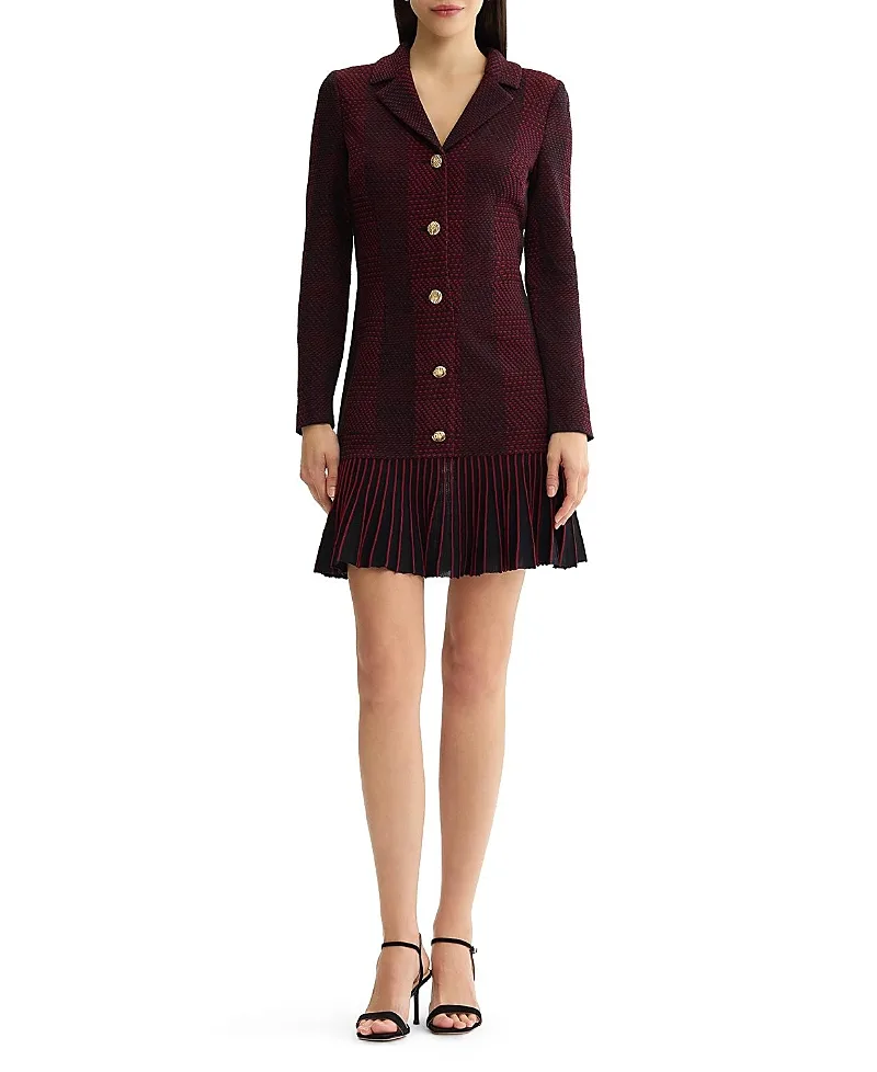 Ming Wang x Anna Marie A-Line Flounce Hem Tweed Knit Dress by Ming Wang