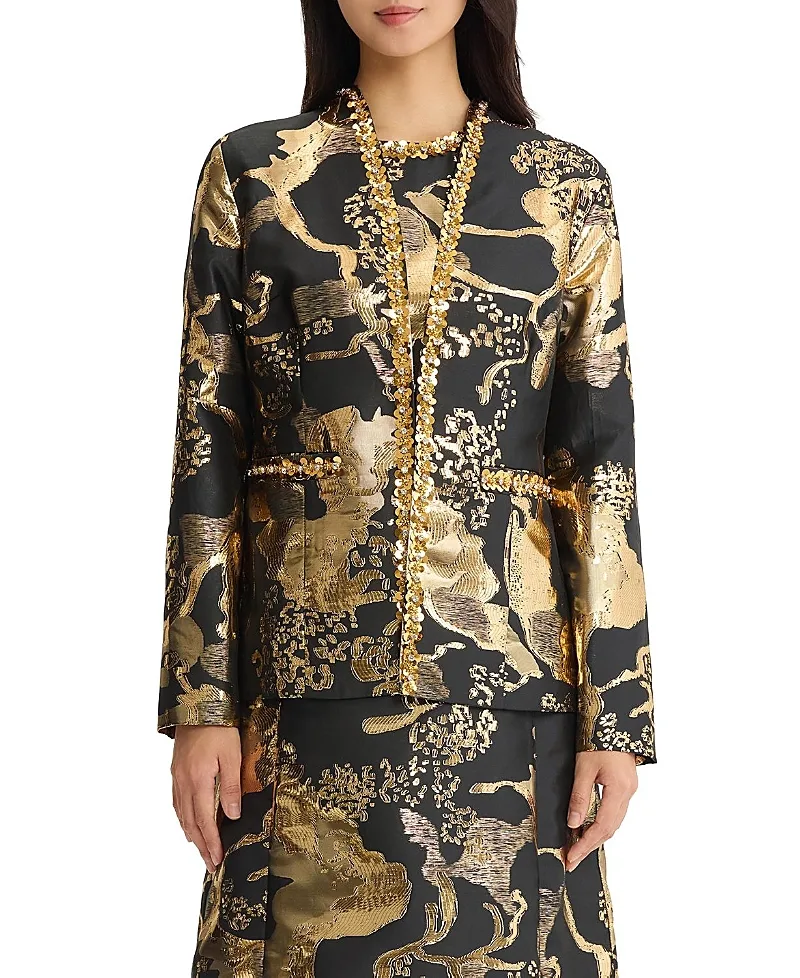 Shimmer Sequin Woven Jacket by Ming Wang