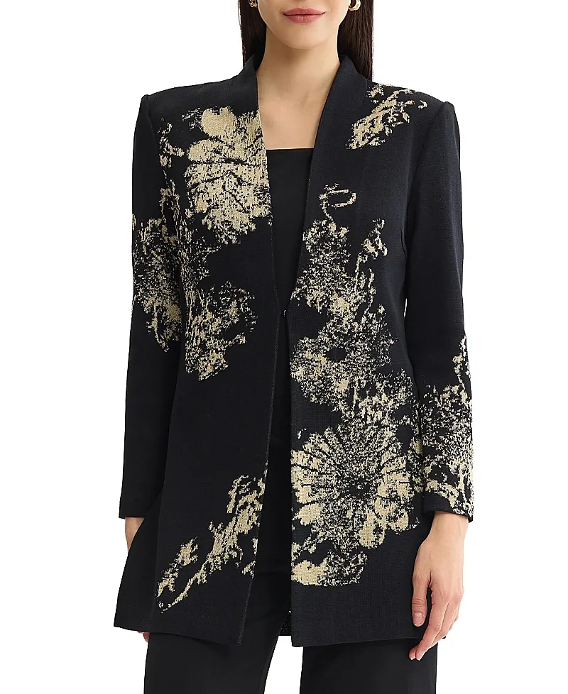 Floral Lurex Knit Jacket by Ming Wang