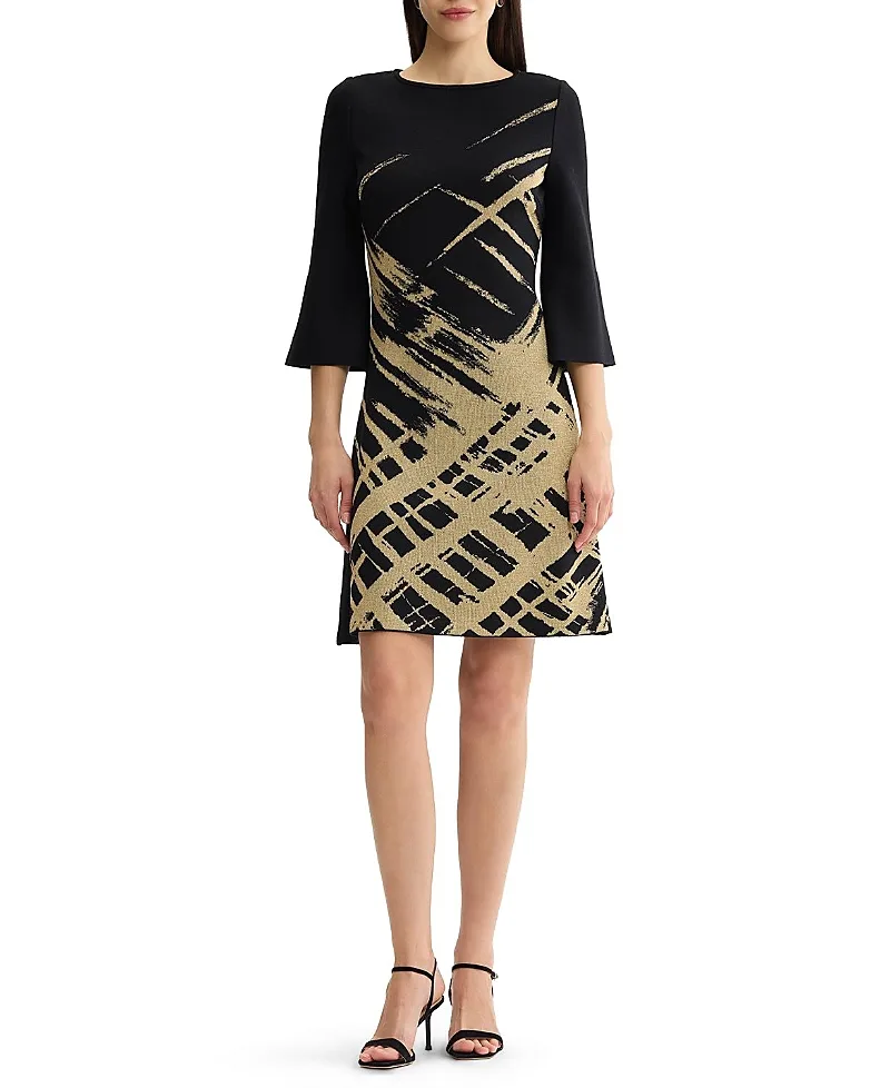 A-Line Shimmer Lurex Soft Knit Dress by Ming Wang