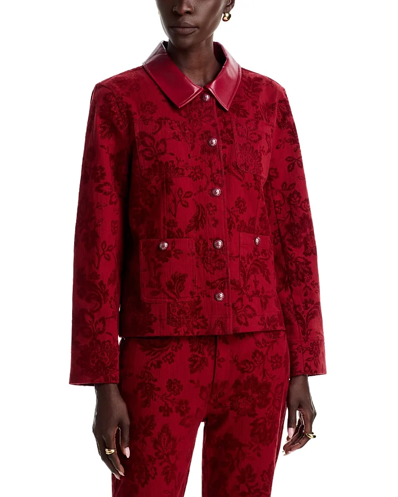 Dalton Cotton Stretch Flocked Jacket by Cinq a Sept