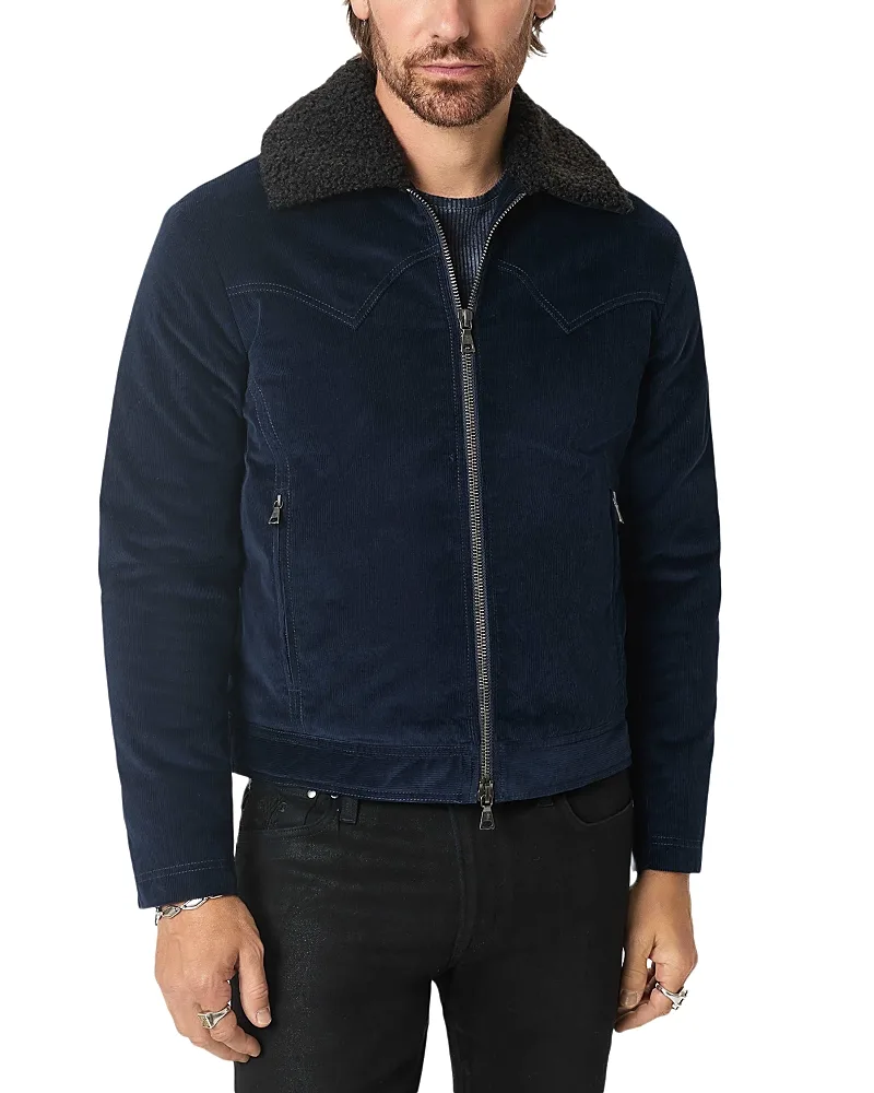 Weller Faux Fur Collar Corduroy Zip Jacket by John Varvatos
