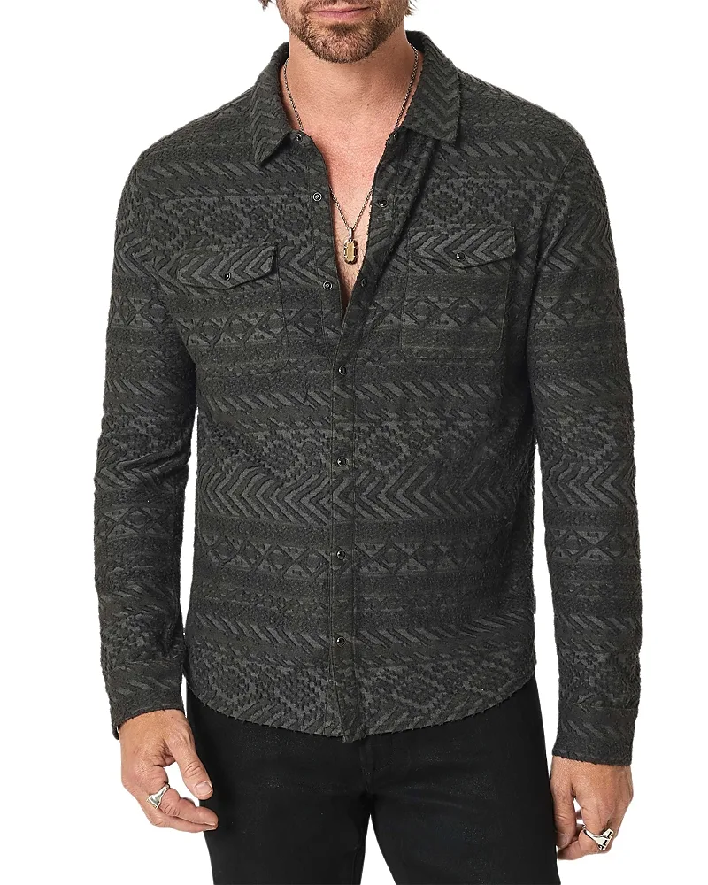 Glover Cotton Blend Textured Wester Pocket Shirt