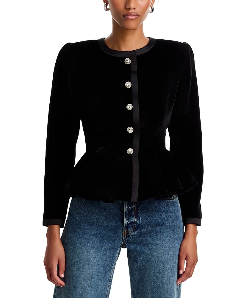 Velouria Velvet Peplum Jacket by LoveShackFancy