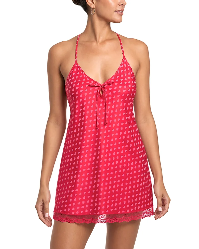 Heart Print Satin Chemise by In Bloom By Jonquil