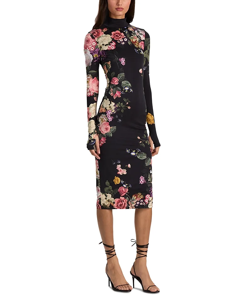 Delora Floral Bodycon Midi Dress