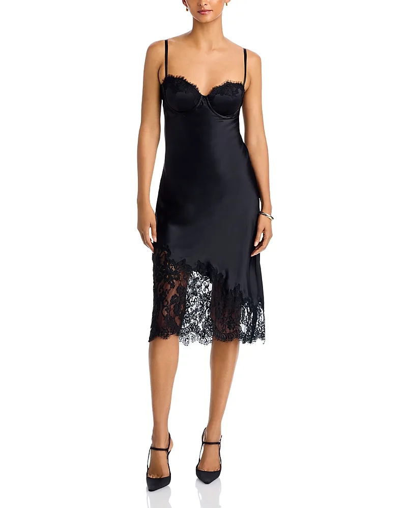 Adrienne Silk Lace Trim Slip Dress by L'AGENCE