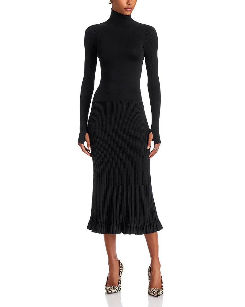 Solaire Turtleneck Long Sleeve Midi Dress