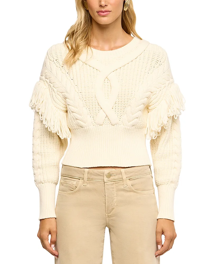 Ottavia Laced Back Cropped Cable Knit Sweater by L'AGENCE