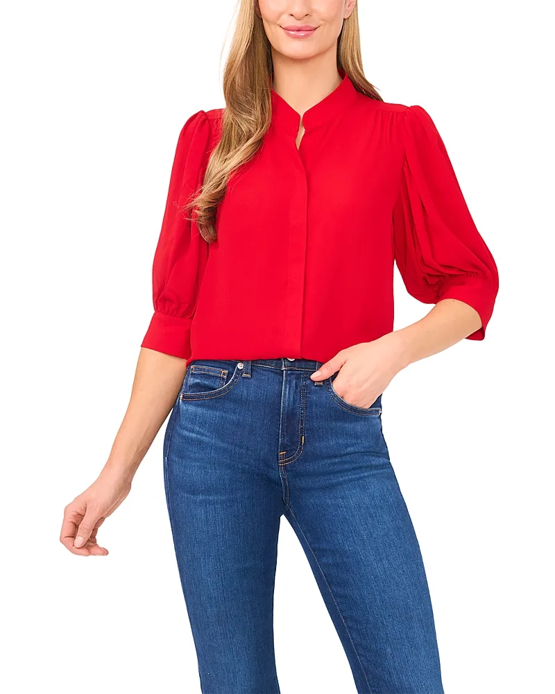 Collared Button Down Blouse by CeCe