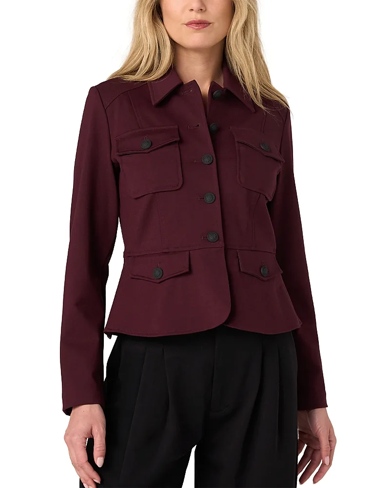 Button Front Peplum Jacket by Liverpool Los Angeles