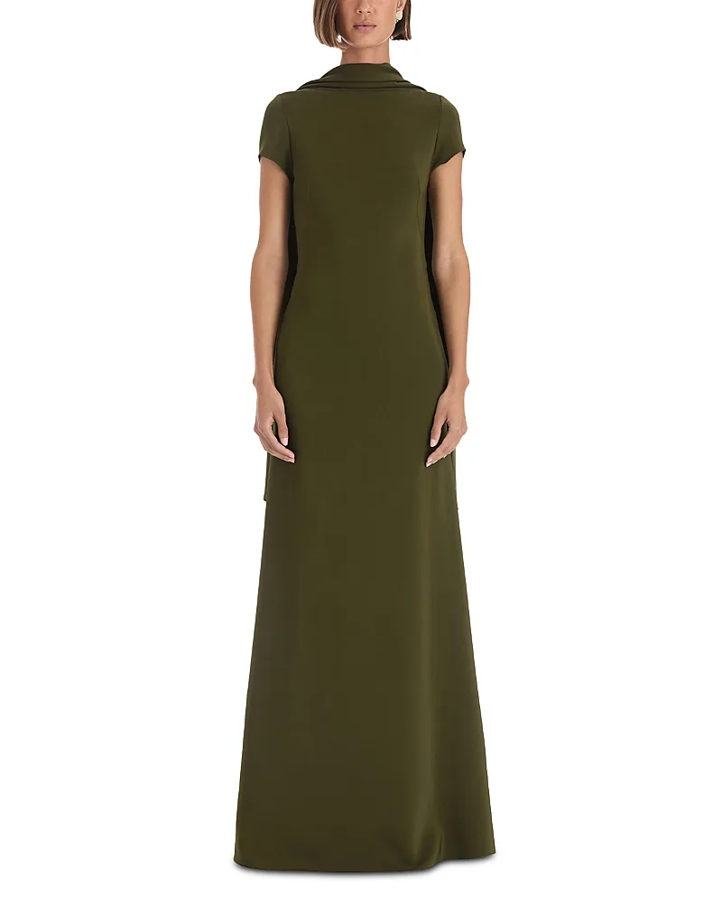 Cape Overlay Cap Sleeve Gown
