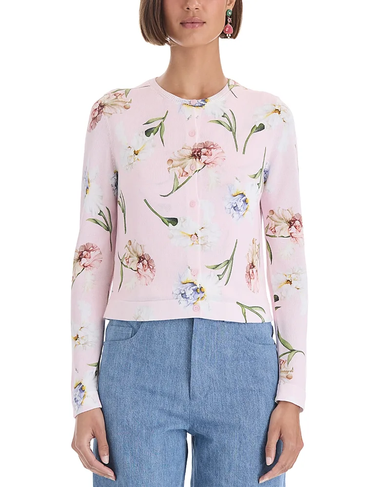 Floral Printed Twinset Cardigan by Oscar de la Renta