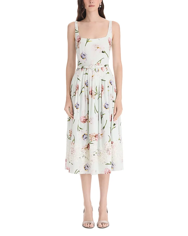 Painted Iris Cotton Stretch Midi Dress