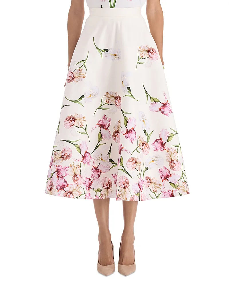 Painted Iris Cotton Stretch a Line Skirt