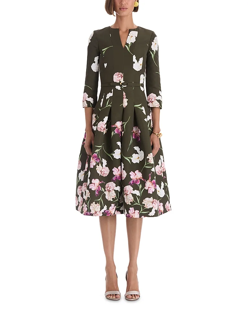 Painted Iris Belted Midi Dress