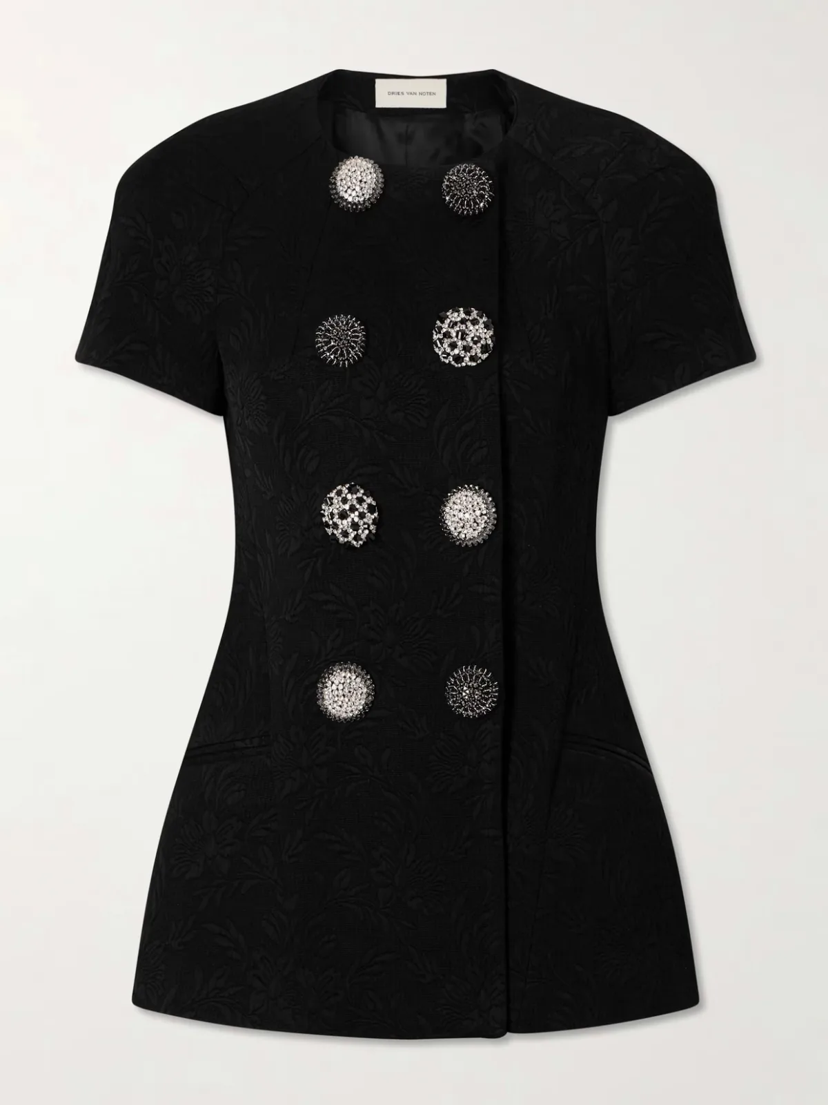 - Embellished Double-breasted Matelassé Floral-jacquard Jacket -