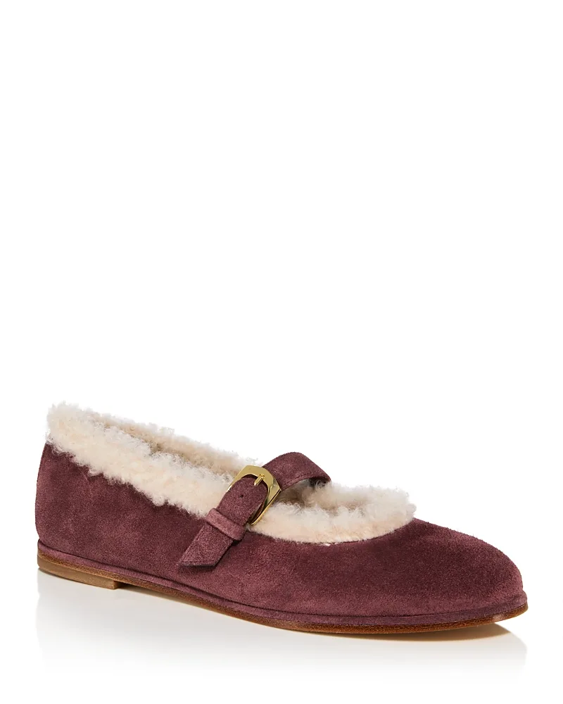 Sai Shearling Mary Jane Flats