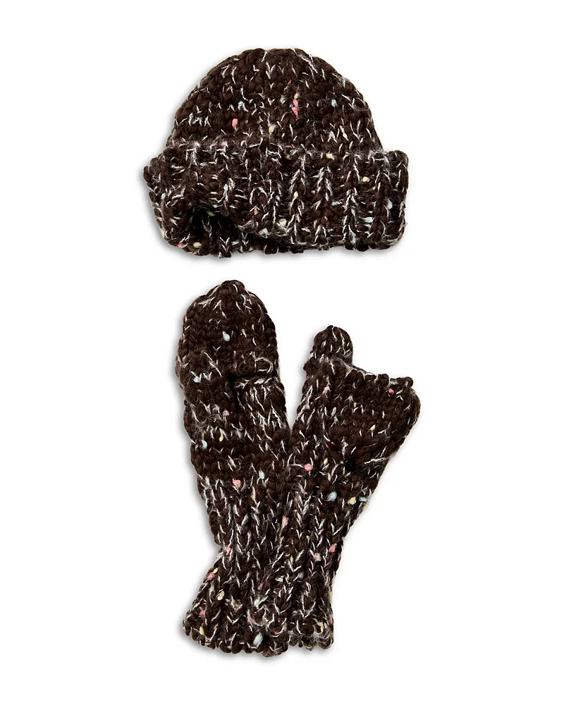 Speckled Knit Cap & Gloves Set by Free People