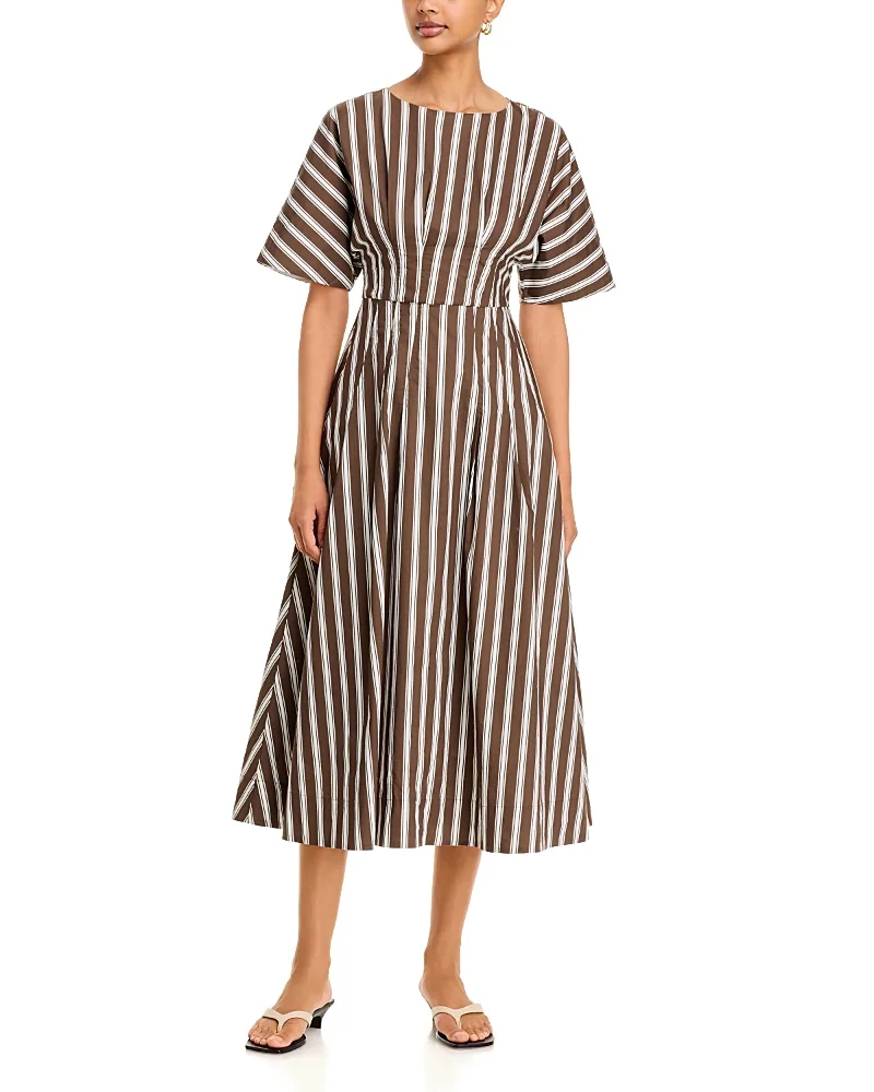 Marlowe Fit & Flare Short Sleeve Midi Cotton Dress