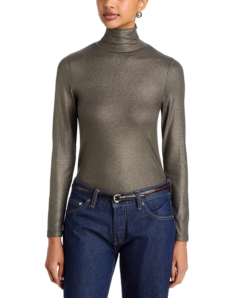 Metallic Turtleneck Top