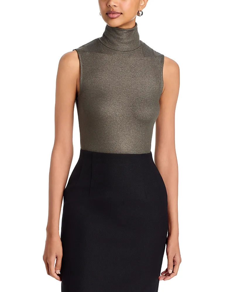 Metallic Sleeveless Turtleneck