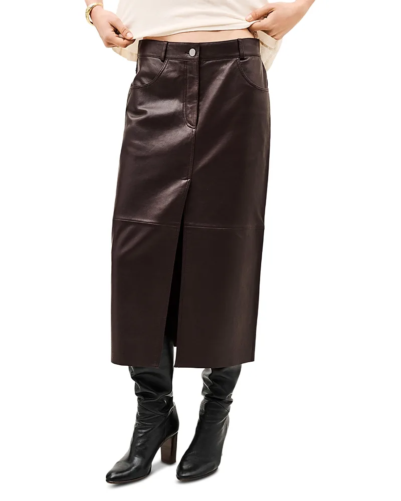 Solene Leather Pencil Skirt by Ba & sh