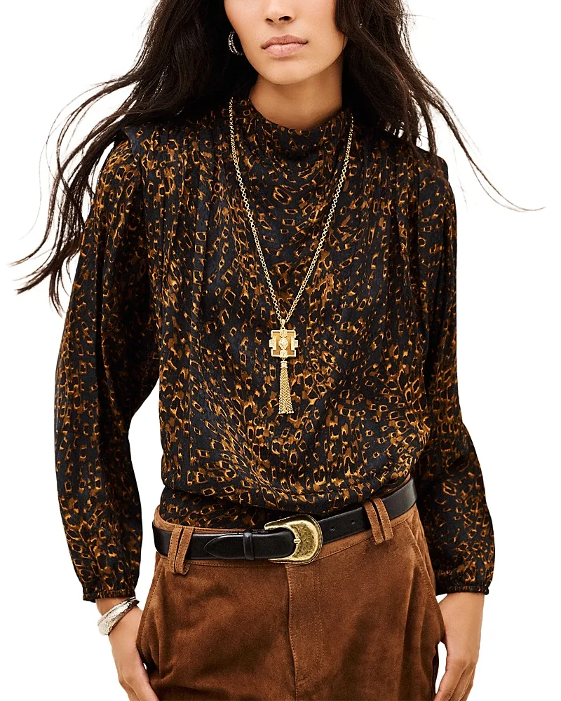 Hope Animal Print Mock Neck Blouse by Ba & sh